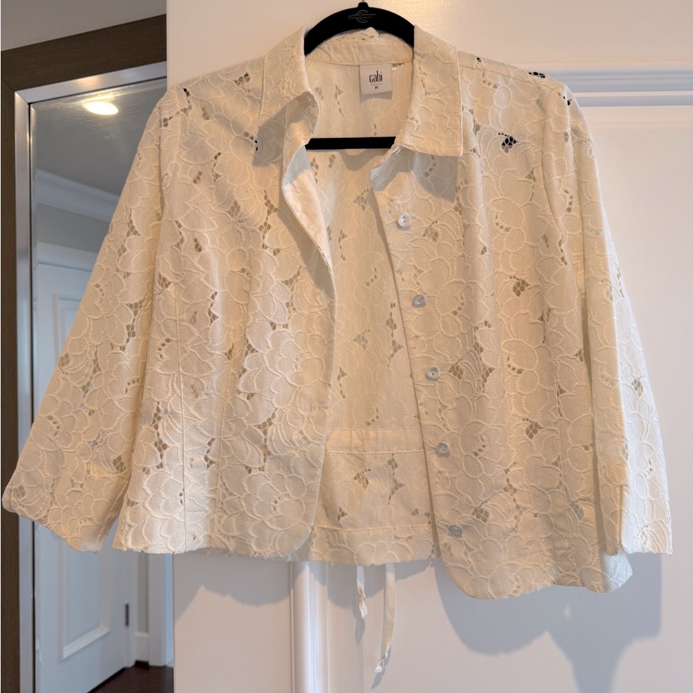 Cabi White Lace Blazer